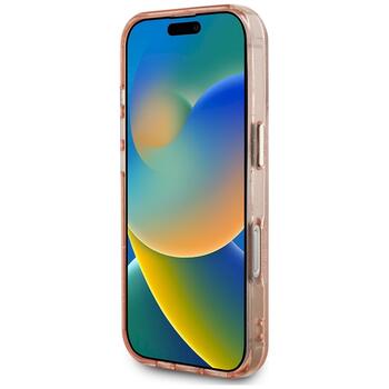 Guess IML Metal Glitter 4G Circle Triangle MagSafe Aizsargapvalks priekš iPhone 16 Pro / rozā (GUHMP16LHG4PRTGP)