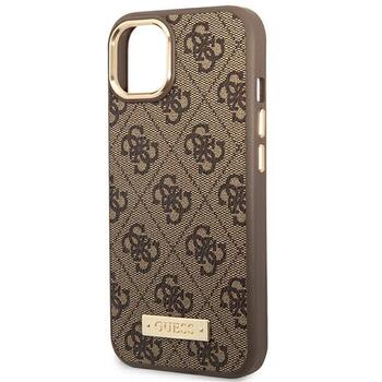 Guess GUHMP14MU4GPRW Hardcase 4G Logo Plate MagSafe Aizsargapvalks priekš iPhone 14 Plus / 15 Plus 6.7