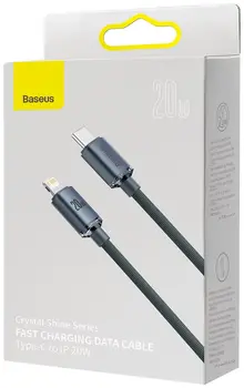 Baseus Crystal Shine Кабель USB-C to Lightning 20W PD 2m / чёрный (CAJY000301)