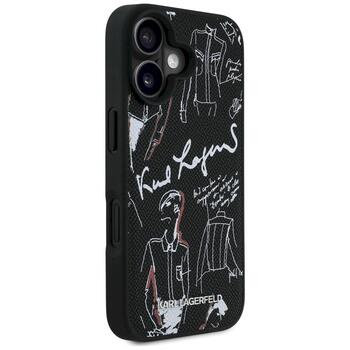 Karl Lagerfeld Grained Pattern & Logo MagSafe Case Защитный чехол для iPhone 16 / чёрный (KLHMP16SPGGRMPK)