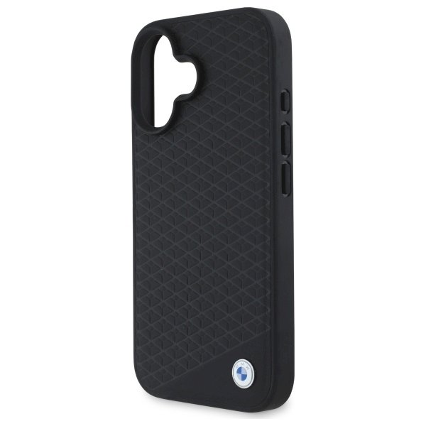BMW BMHMP16S23RDDK Sign Leather Diamond Metal Logo MagSafe Aizsargapvalks priekš iPhone 16 6.1