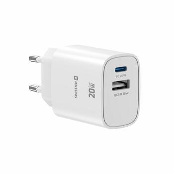 Swissten Edge GaN Зарядное устройство USB-C PD 20W + USB-A 18W QC (22071713)