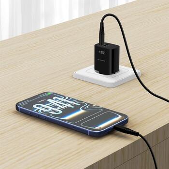 Swissten Travel 3арядное устройство Edge GaN USB-A 18W / USB-C 25W black (22071714)