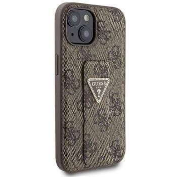 Guess GUHCP15SPGS4TDW Hardcase Grip Stand 4G Triangle Strass Aizsargapvalks priekš iPhone 15 / 14 / 13 6.1