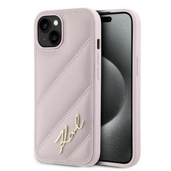 Karl Lagerfeld KLHCP15MPQDSMGP Hardcase Diagonal Quilted Sc Aizsargapvalks priekš iPhone 15 Plus/14 Plus 6.7