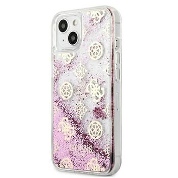 Guess GUHCP13SLGPEPI Peony Liquid Glitter Aizsargapvalks priekš iPhone 13 mini 5,4