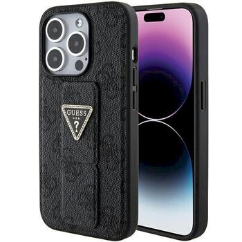 Guess GUHCP15XPGS4TDK Grip Stand 4G Triangle Strass Aizsargapvalks priekš iPhone 15 Pro Max 6.7