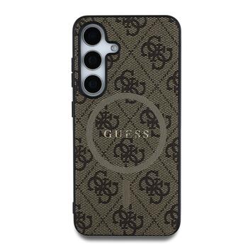 Guess PU Leather 4G Colored Ring MagSafe Case Защитный чехол для Samsung Galaxy S25 / коричневый (GUHMS25SG4GFRW)