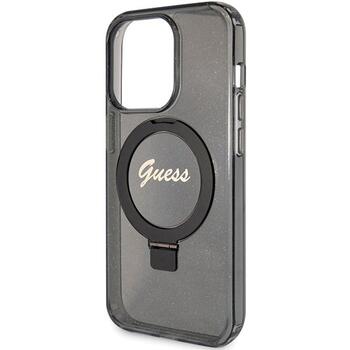 Guess GUHMP15LHRSGSK Hardcase Ring Stand Script Glitter MagSafe Aizsargapvalks priekš iPhone 15 Pro 6.1