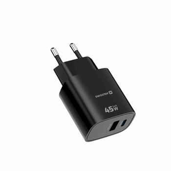Swissten Edge GaN Tīkla Lādētājs USB-C PD 45W + USB-A 18W QC (22071719)