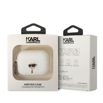 Karl Lagerfeld KLAP2RUNIKH Aizsargapvalks priekš AirPods Pro 2 (2022/2023) Silicone Karl Head 3D / balts (KLAP2RUNIKH)