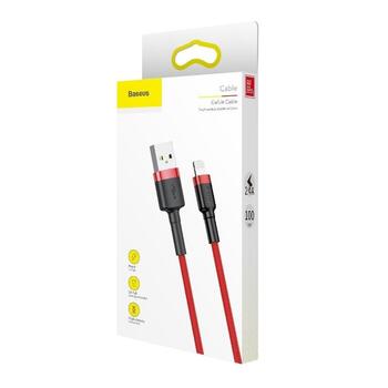 Baseus Cafule USB Lightning Кабель для зарядки 2.4A 1m / чёрный/красный (CALKLF-B09)