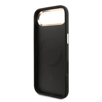 Guess PU Leather 4G Strass Triangle Logo Gold Frame MagSafe Case Защитный чехол для iPhone Air / чёрный (GUHMP17MP4GTDGMK)