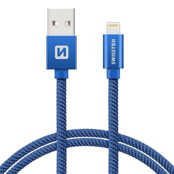 Swissten Textile Fast Charge 3A Lightning Кабель Для Зарядки и Переноса Данных 1.2m (SW-QU-LIGH-3A-1.2M-BL)