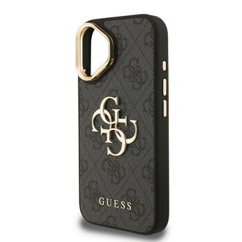 Guess PU 4G Metal Logo Stand Camera Frame Case Aizsargapvalks priekš iPhone 16 / melns (GUHCP16SPCS4GP4K)