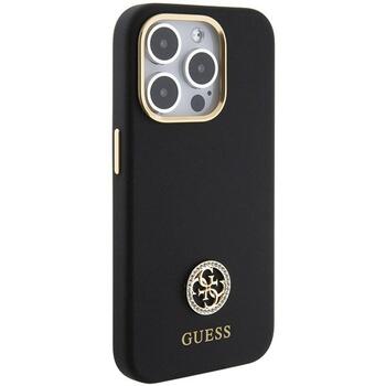 Guess GUHCP15LM4DGPK Silicone Logo Strass 4G Aizsargapvalks priekš iPhone 15 Pro 6.1