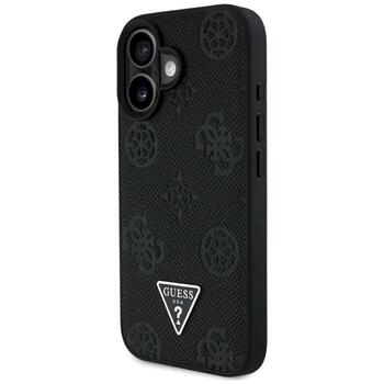 Case Guess Grained Hot Stamp Peony Triangle Logo MagSafe Защитный чехол для iPhone 16 / чёрный (GUHMP16SPGBTMK)