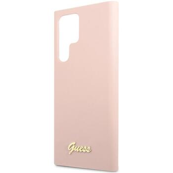 Guess GUHCS23LLSLMGPP Hardcase Silicone Script Metal Logo Защитный чехол для Samsung Galaxy S23 Ultra S918 / розовый (GUHCS23LLSLMGPP)