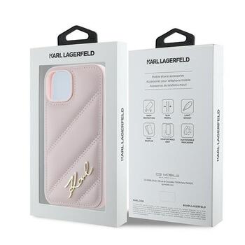 Karl Lagerfeld KLHCP15MPQDSMGP Hardcase Diagonal Quilted Sc Aizsargapvalks priekš iPhone 15 Plus/14 Plus 6.7