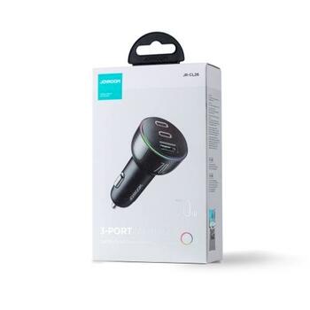 Joyroom JR-CL26 Car Charger 3-in-1 (C+C+U) Bluetooth FM Transmitter Auto lādētājs PD 70W / melns (JR-CL26-BLK)