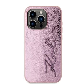 Karl Lagerfeld Wrinkled PU Signature Logo Case Защитный чехол для iPhone 15 Pro / розовый (KLHCP15LPFMFBKMP)