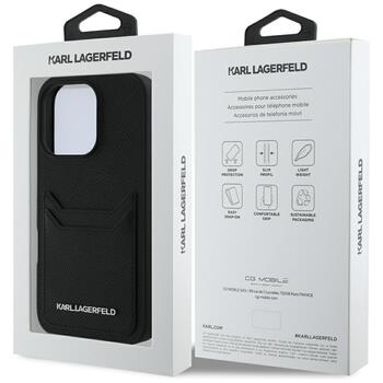 Karl Lagerfeld HC Grained PU Cardslot Metal Elong Защитный чехол для iPhone 16 Pro / чёрный (KLHCP16LPKHPORPK)