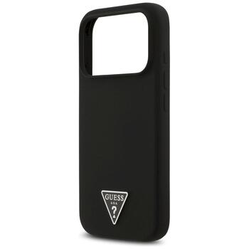 Case Guess Silicone Triangle Logo MagSafe Aizsargapvalks priekš iPhone 17 Pro / melns (GUHMP17LSCTRLMK)