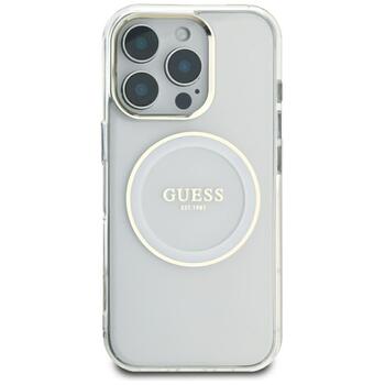 Guess IML Metal Colored Circle Classic Logo MagSafe Aizsargapvalks priekš iPhone 16 Pro Max / balts (GUHMP16XHTDRCEDH)
