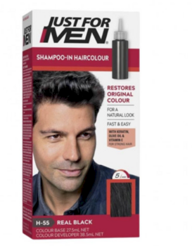 Just For Men Шампунь для окрашенных волос H55 Natural Real Black (5010934004833)