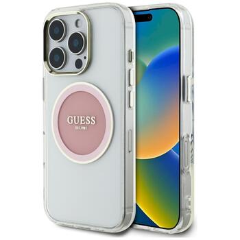 Guess IML Metal Colored Circle Classic Logo MagSafe Case Защитный чехол для iPhone 16 Pro / розовый (GUHMP16LHTDRCEDP)
