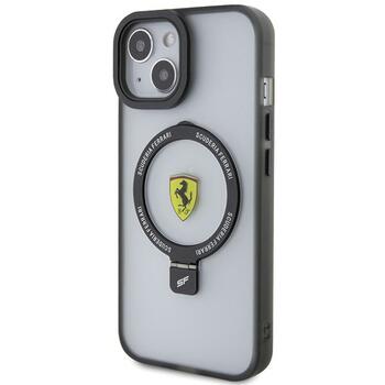 Ferrari Ring Stand MagSafe Back Case Aizsargapvalks Priekš Apple iPhone 15 (FEHMP15SUSCAH)