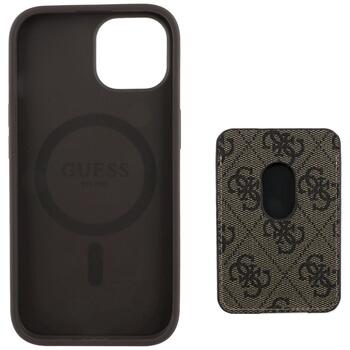 Case Guess 4G Stripes with wallet Magsafe Aizsargapvalks priekš iPhone 15 / brūns (GUBPHCP15SP4RPSW)