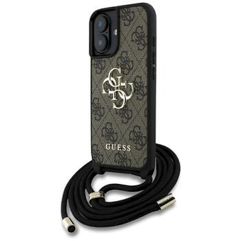 Guess 4G Big Logo Cord Stap Crossbody Защитный чехол для iPhone 16 Plus / коричневый (GUHCP16MP4GMGCRW)