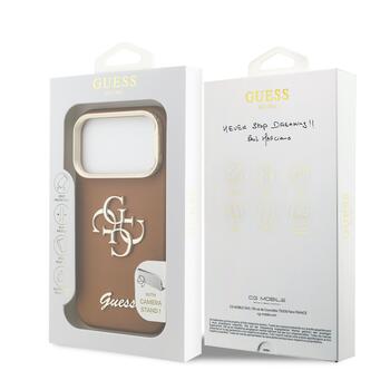 Guess PU Grained 4G Logo Stand Camera Frame Case Защитный чехол для iPhone 17 Pro / коричневый (GUHCP17LPCS4GSW)