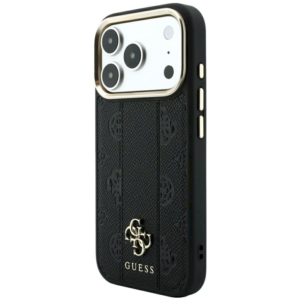 Guess Stripe Peony 4G Logo MagSafe Aizsargapvalks priekš iPhone 18 Pro Max / iPhone 17 Pro Max / melns (GUHMP18X6PGSU4EK)