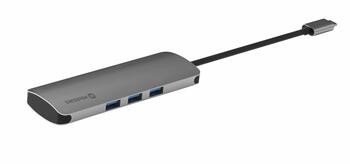 Swissten USB-C Sadalītājs 6in1 ar 3X USB 3.0 / 1X USB-C Power Delivery / 1X microSD / 1X SD / Alumīnija korpuss (SW-USBC-6IN1)