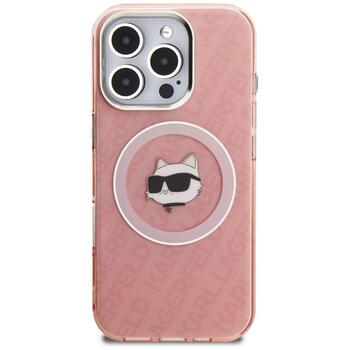 Case Karl Lagerfeld IML Choupette Head Logo MagSafe Защитный чехол для iPhone 16 Pro Max / розовый (KLHMP16XHMKBCHP)