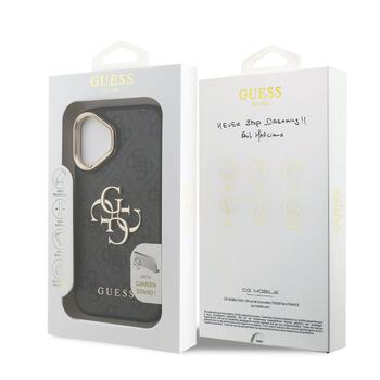 Guess PU 4G Metal Logo Stand Camera Frame Case Aizsargapvalks priekš iPhone 16 / melns (GUHCP16SPCS4GP4K)