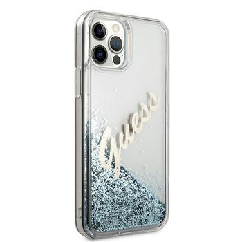 Guess GUHCP12LGLVSBL Glitter Vintage Script Aizsargapvalks priekš iPhone 12 Pro Max 6.7
