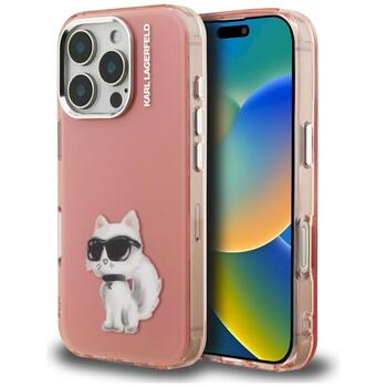 Karl Lagerfeld IML Aquarelle Choupette & Logo Защитный чехол для iPhone 16 Pro / розовый (KLHCP16LHMCHAQP)