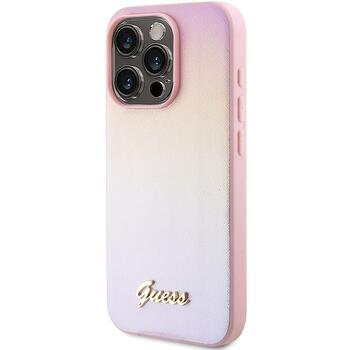 Guess GUHCP15XPSAIRSP Saffiano Iridescent Script Aizsargapvalks priekš iPhone 15 Pro Max 6.7