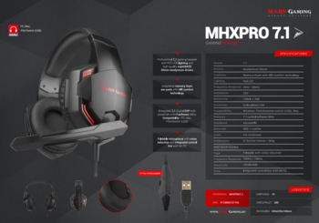 Mars Gaming MHX PRO 7.1 Игровые наушники USB / LED (MHXPRO71)