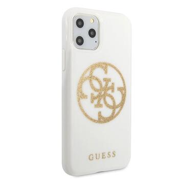 Guess GUHCN65TPUWHGLG Glitter 4G Circle Logo Aizsargapvalks priekš iPhone 11 Pro Max / balts (GUHCN65TPUWHGLG)