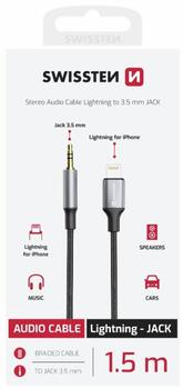 Swissten Audio Adapter Textile Lightning - 3.5mm Vads 1.5m (73502307)