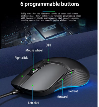 Acer OMW214 Проводная оптическая мышь 6400DPI (OMW214)