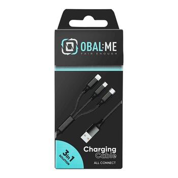 OBAL:ME 3in1 AllConnect Fast Charge Cable USB-A/USB-C, Lightning, Micro-USB 1.2m Uzlādes kabelis / melns (OM18CLMBL)