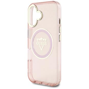 Case Guess IML Metal Mountain Logo MagSafe Aizsargapvalks priekš iPhone 16 / rozā (GUHMP16SHFGTMSLSP)