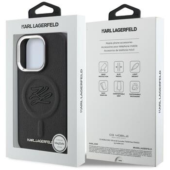 Case Karl Lagerfeld Initial & Metal Logo MagSafe Защитный чехол для iPhone 16 Pro / чёрный (KLHMP16LPGFKLRDK)