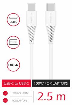 Swissten Power Delivery Data Cable USB-C to USB-C Datu un Uzlādes Kabelis 5A (100W) 2.5m (71506530)