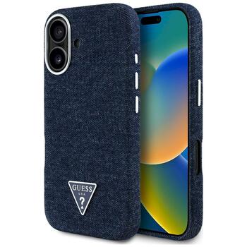 Case Guess Denim Triangle Logo MagSafe Защитный чехол для iPhone 16 / синий (GUHMP16SRJFWTLB)